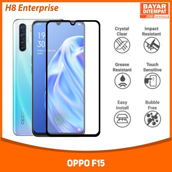 Tempered Glass Full Oppo F15 Anti Gores Kaca Full Layar