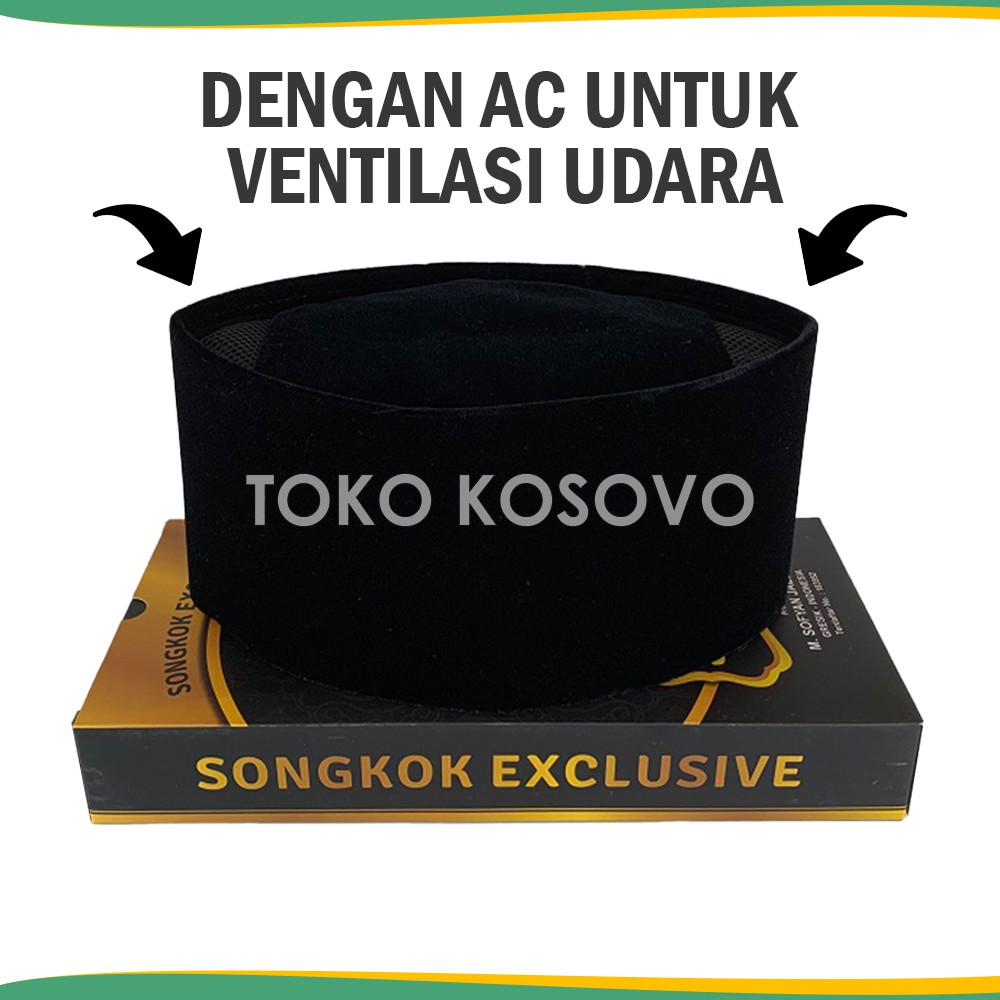 GROSIR (10 Pcs) Peci Songkok Kopiah Hitam Polos SONNY AC JUMBO Tinggi 9,10