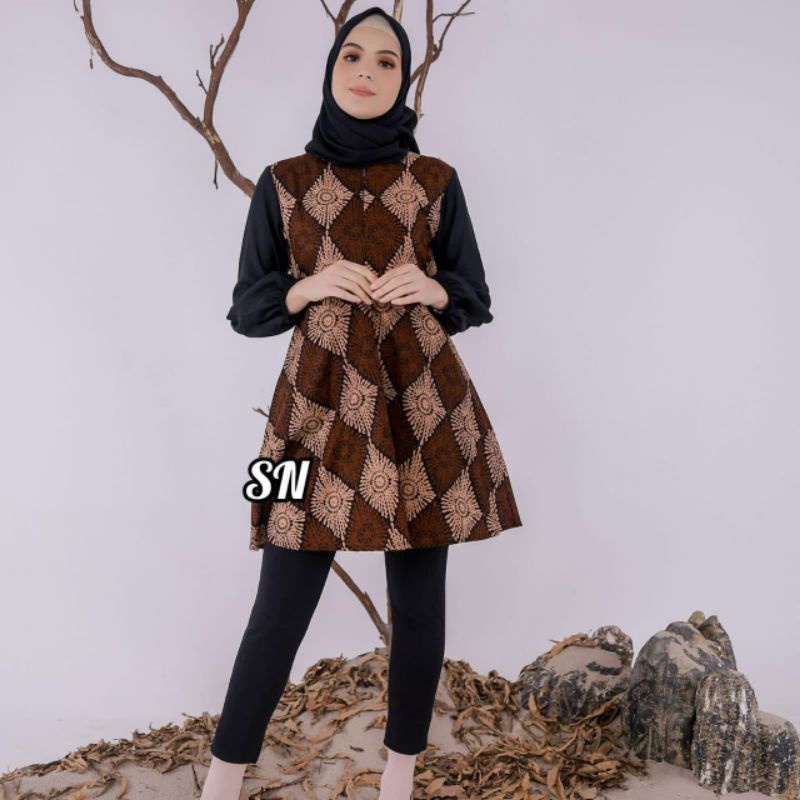 Tunik Diana || Tunik Batik || Tunik Batik jumbo || batik kerja modern