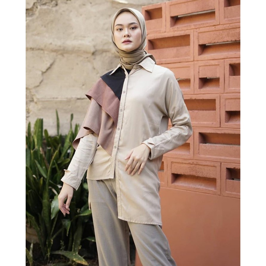 Pakaian kemeja kerja wanita DICHA NUDE TOP by DYA_ID