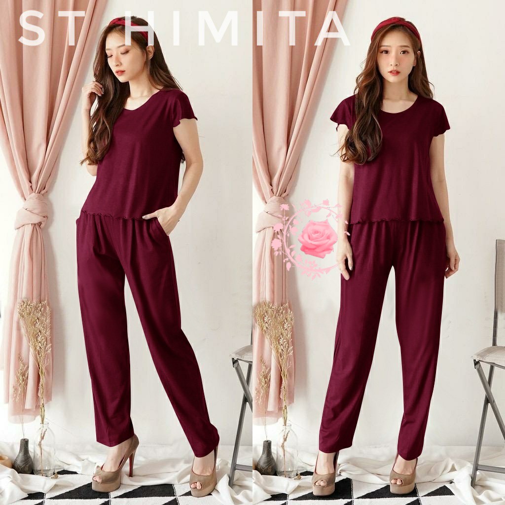 SETELAN HIMITA/ SETELAN WANITA BABYTERRY/ SET WANITA CASUAL POLOS TERBARU