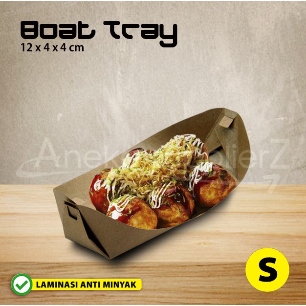 Boat Tray - Food Tray - Tako Tray | KRAFT COKLAT | S (100pc)