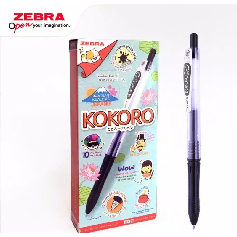 

Pulpen Gel Zebra Kokoro Hitam 0,5mm