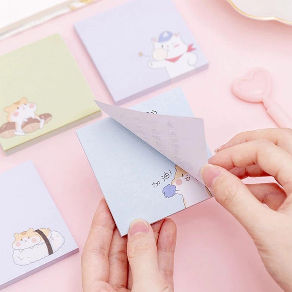 [Elegan] Kawaii Sticky Notes Kartun 80lembar Planner Stiker Alat Tulis Stiker Scrapbook Tulisan Hias Alas Kertas Pesan