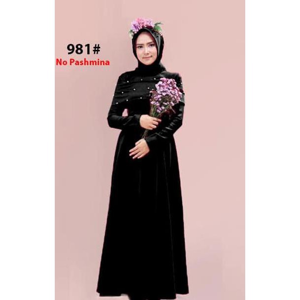 Maxi Import 981 Hitam/Long Maxi Dress Hijab/Terusan Gamis Syari Wanita