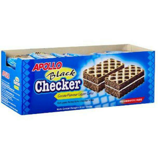 Apollo Black Checker/ Chocolate Wafer Bar/ Biskuit Berlapis Coklat Cocoa Flavour Layer Cake 24 pcs x 18 gr