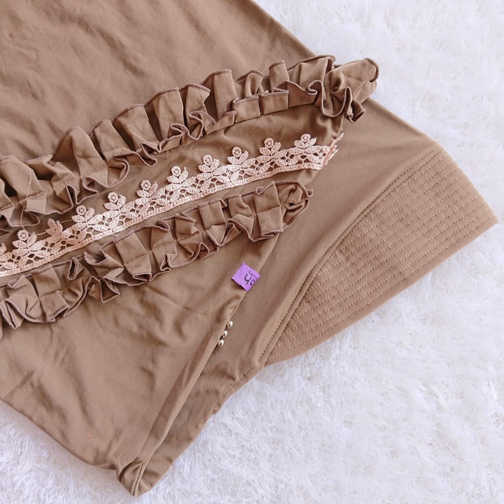 Jilbab Instan Rempel Gotik Prada Premium/Hijab Harian Rempel Depan Jersey Super Premium Daura-Nutella