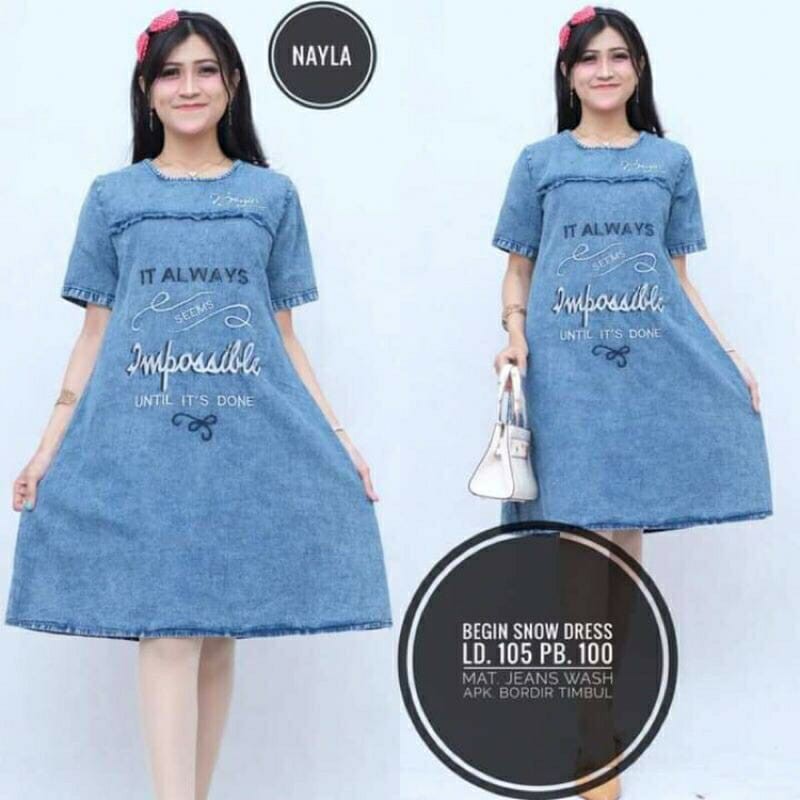 BEGIN DRESS.DRESS DENIM VARIASI BORDIR ASLI.alwys