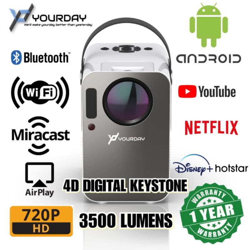 Yourday YRD600S Proyektor Mini LED LCD Smart Android Wifi Projector