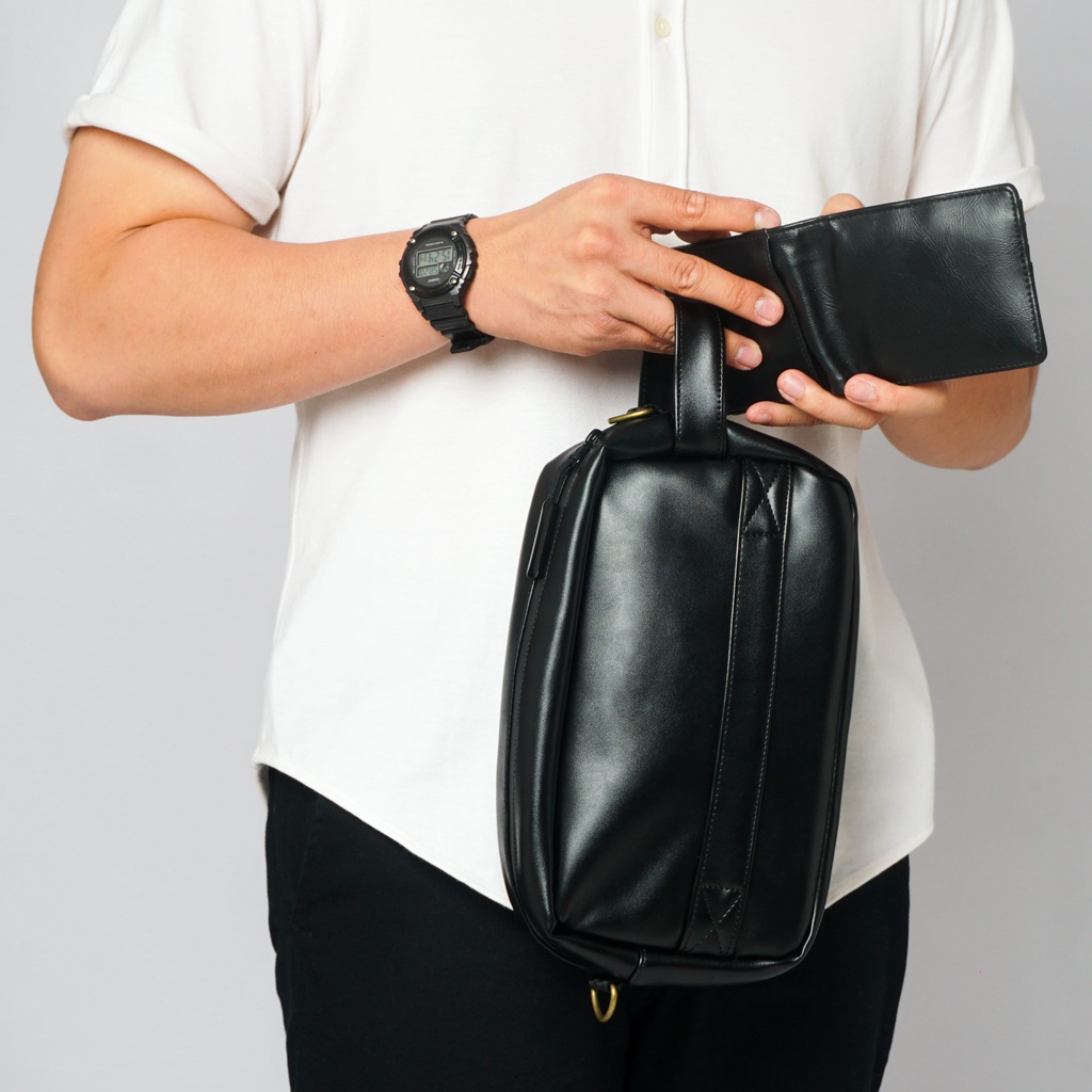 DAZZEL -  RYDER HAND BAG BLACK - Clutch Bag Pria - Sling Bag - Tas Selempang Pria - Hadiah Gift Kado Cowok Hampers