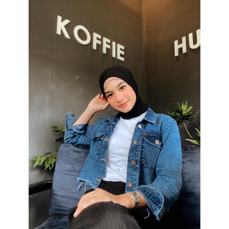 jaket jeans Crop / Jaket jeans Riped