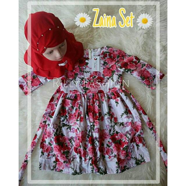 Gamis anak/ set anak/set banat/gamis katun jepang /gamis bunga/ gamis katun jepang/jilbab anak