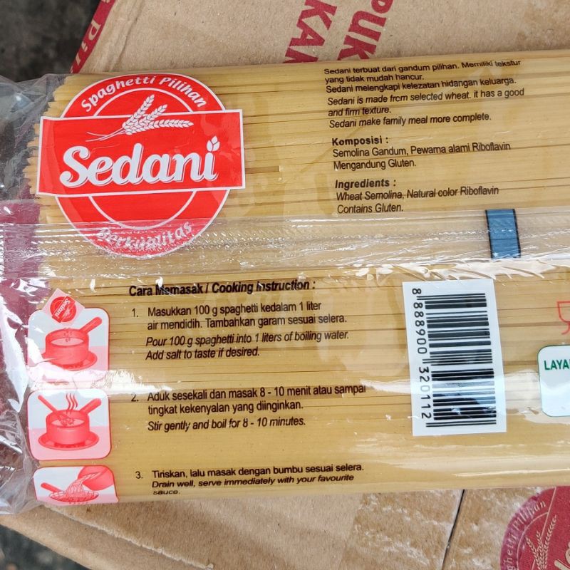Spagetti / Mie Spaghetti Sedani 1kg by Indofood Bogasari READY Grosir