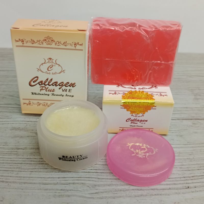 Paket Cream Collagen Malam+Sabun Collagen Plus Vit E