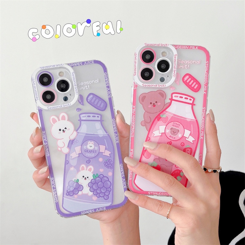 IPHONE Grape Strawberry Kartun Minuman Musim Panas Phone Case Cover Untuk Iphone7 8 PLUS X XR XS 11 12 13 14 PRO MAX SE