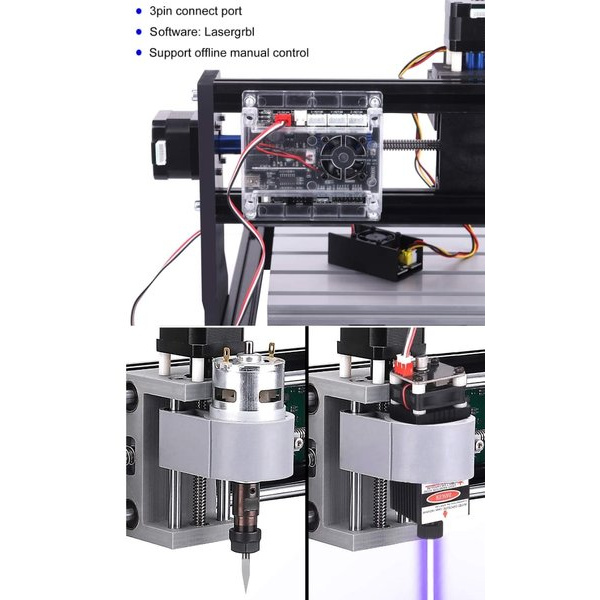 Mesin CNC ROUTER 3018 pro cutting laser 2500mw mesin CNC PCB Milling with spindle  laser