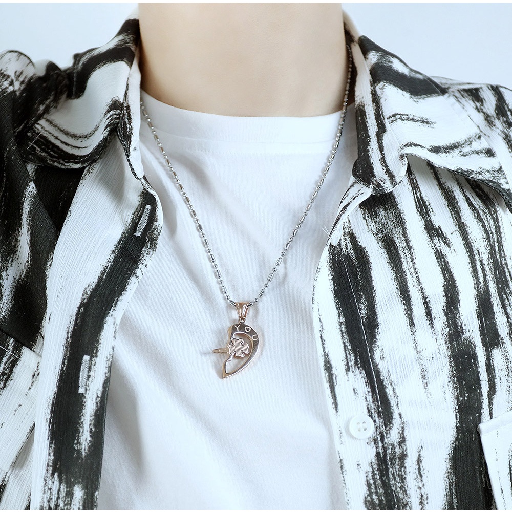 Kalung Couple KL136 Stainless Steel / Titanium Premium Fashion Wanita Kalung unik Lucu Keren Copel /Deluna/ BS