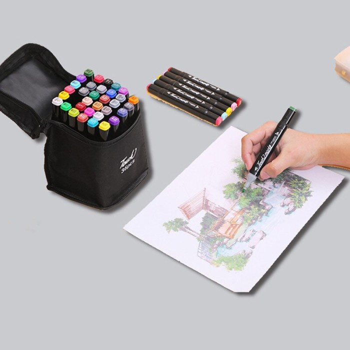 EZONE Spidol Dual Side Fine Art Brush Pen Art Marker Set