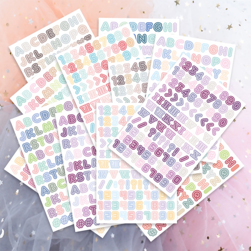 Korea warna digital Bahasa Inggris alphabet stiker truk mini dekoratif karakter haoshou akun bahan K