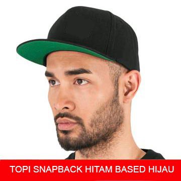 Topi snapback hitam based hijau dan merah