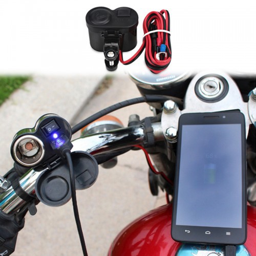 MLD-122 Charger Handphone Motor Waterproof + Pemantik Rokok Motorbike USB Charger Socket STRDY