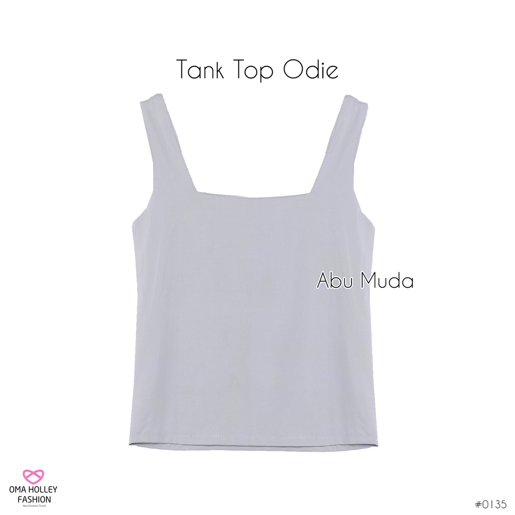 (COD) OH Tank top Long Odie korea Bahu Lebar Wanita (Uniclo) #0135-Abu muda