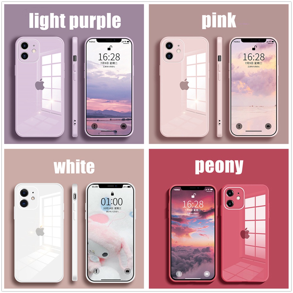 Casing Tempered Glass iPhone 14 Pro MAX 11 12 13 Pro MAX 14 PLUS Full cover Kamera Bahan Silikon