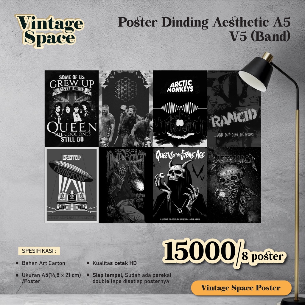 Poster Dinding A5 Band V5 / Poster Aesthetic A5 / Poster Rock