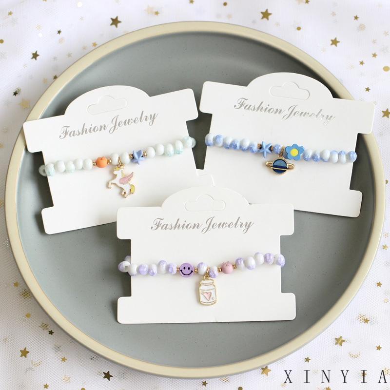 【COD】Gelang Tangan Manik-Manik Keramik Liontin Unicorn / Bintang / Kelinci Untuk Wanita