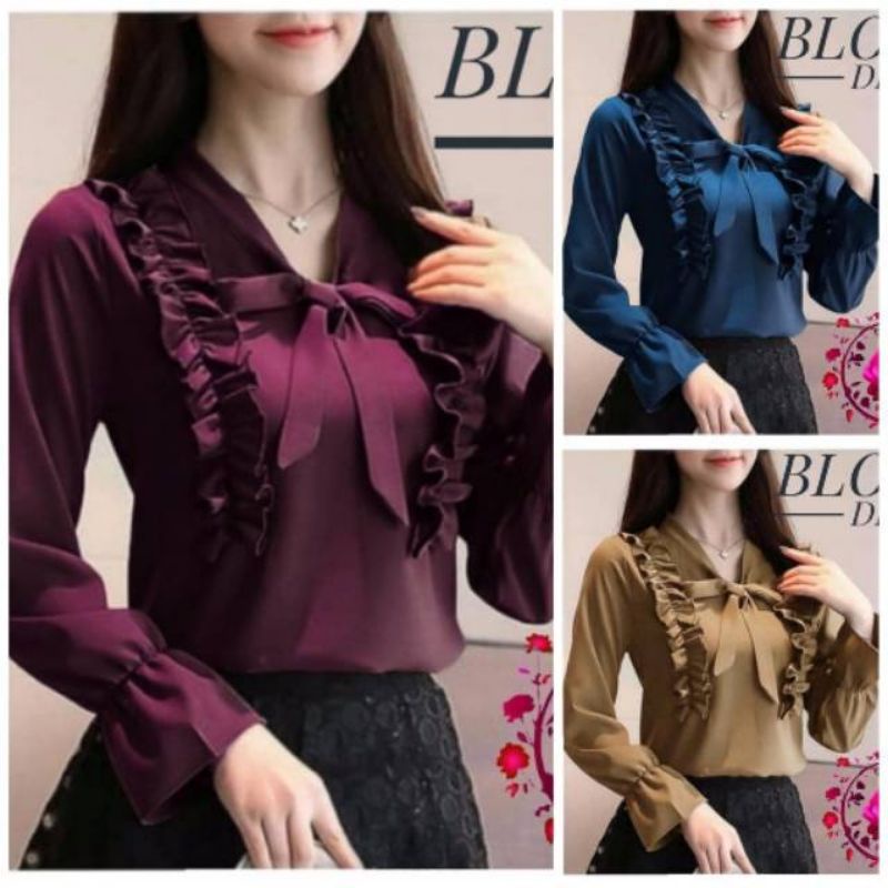 ATASAN WANITA DINI BLOUSE KOREAN STYLE TERBARU TERLARIS