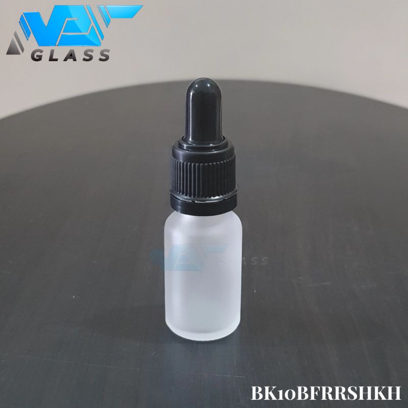botol kaca pipet 10ml frosted doff bening - ring segel hitam