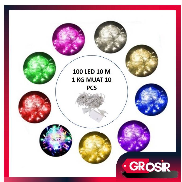 Grosir - L014 (WARNA BARU) Lampu Hias Natal 100 LED / Tumblr Light 10 Meter + Sambungan Female