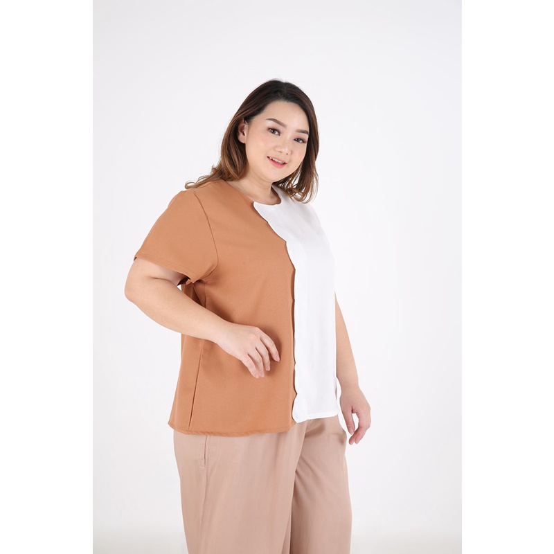 Sorabel - YF Rukakuza Plain Scallop Big Blouse / Blouse Polos Wanita Lengan Pendek-4