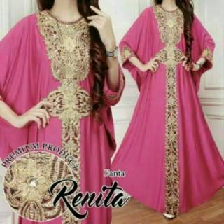 Gamis kaftan jersy+bordir  Shopee Indonesia