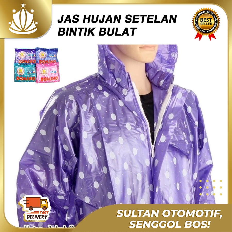 JAS HUJAN Stelan Polkadot Jaket Celana Merk Gajah Domino TERMURAH