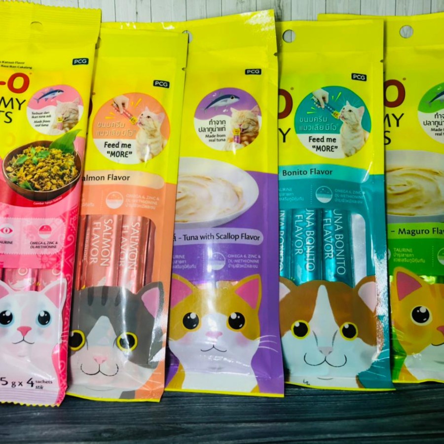 Me-o Creamy treats Meo Creamy treats makanan kucing basah liquid 15grx4pcs (1Pack) snack kucing