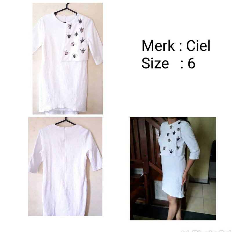 Preloved Dress putih merk Ciel wdanwfashion