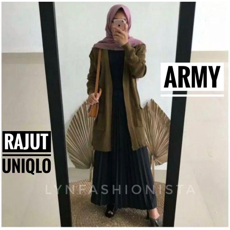 LYNFASHIONISTA-OUTER WANITA BASIC POCKET RAJUT PREMIUM/UNIKLO