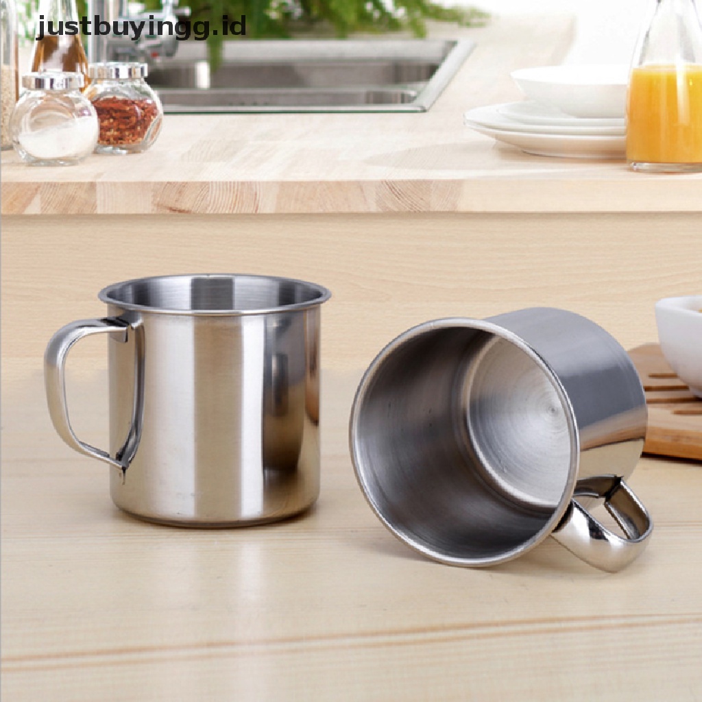 (Justbuyingg.Id) 6pcs Cangkir Kopi / Teh Bahan Stainless Steel Untuk Outdoor / Camping / Hiking