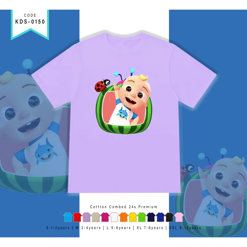 T-SHIRT / KAOS ANAK-ANAK TERMURAH BERGAMBAR COCO MELON SEMKA SHARK- TERIMA CUSTOM KAOS KELUARGA