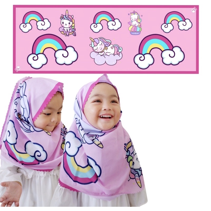 PASHMINA ANAK UNICORN PELANGI / PASHMINA ANAK / HIJAB ANAK / JILBAB ANAK / KERUDUNG ANAK