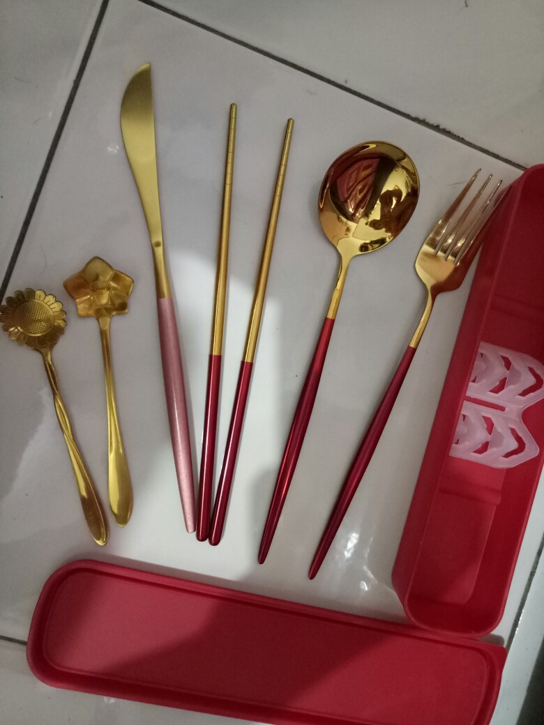 [satuan] Cutlery Set Sendok Garpu Pisau Alat Makan Mewah