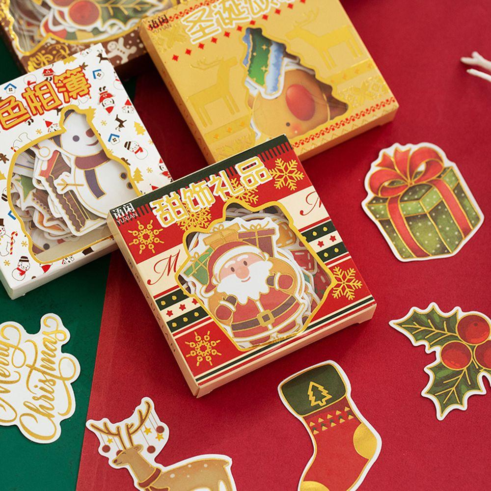 Solighter Stiker Natal DIY Dekorasi Foto Scrapbooking Tangan Akun Masking Tape Alat Tulis Stationery Dekorasi