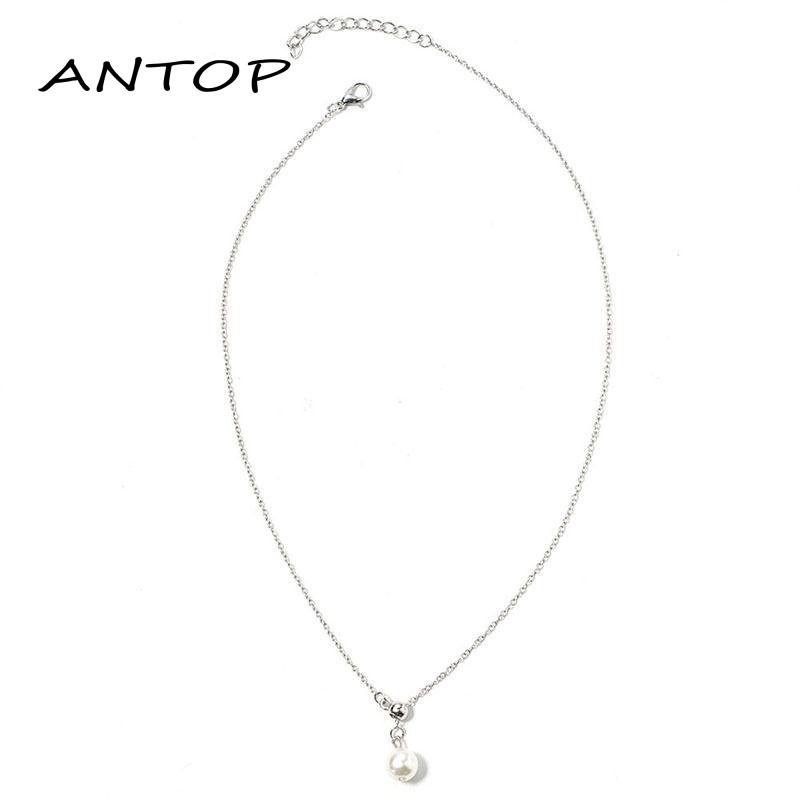 Korea Kalung Mutiara Sederhana Rumbai Tulang Selangka Yang Dapat Disesuaikan Rantai Untuk Wanita ANTOP