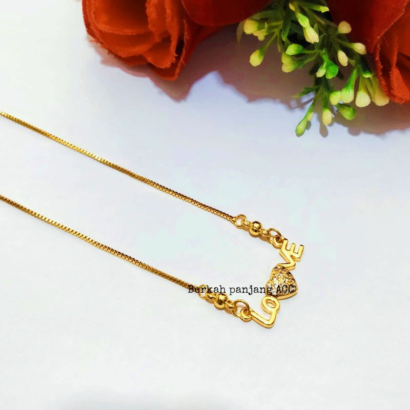 KALUNG DEWASA LO❤️VE DESAIN SUPER MINIMALIS ELEGAN PERHIASAN LOGAM EMAS ANTI KARAT