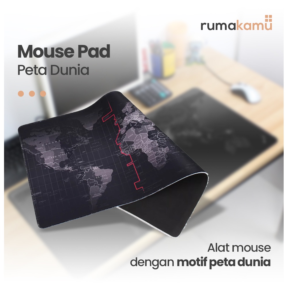 Mouse Pad Gaming Gambar Peta Dunia Ukuran XL Besar