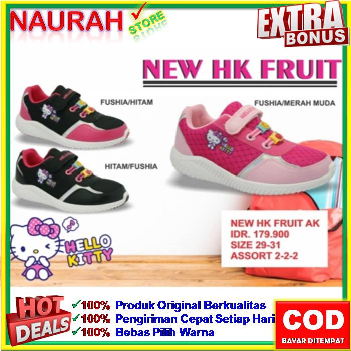 SEPATU ANDO ANAK HELLO KITTY HK FRUIT SNEAKERS ANAK 100% ORIGINAL KUALITAS IMPORT ANTI SLIP AWET SOL NYAMAN EMPUK