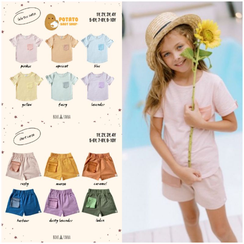 Boho Panna - Lala Tee Satin + Short Cargo Set Unisex Bohopanna