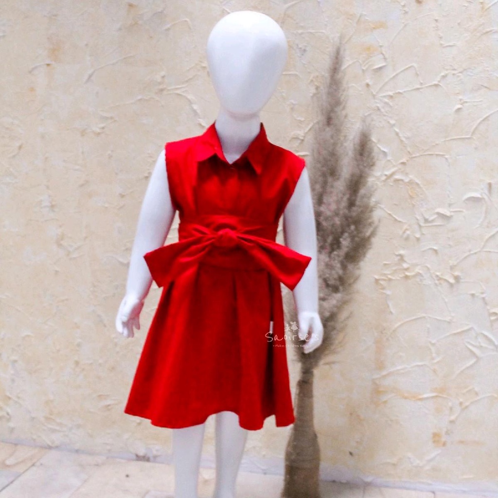 Saoirse's Honami Midi Red Dress - Gaun merah anak perempuan balita