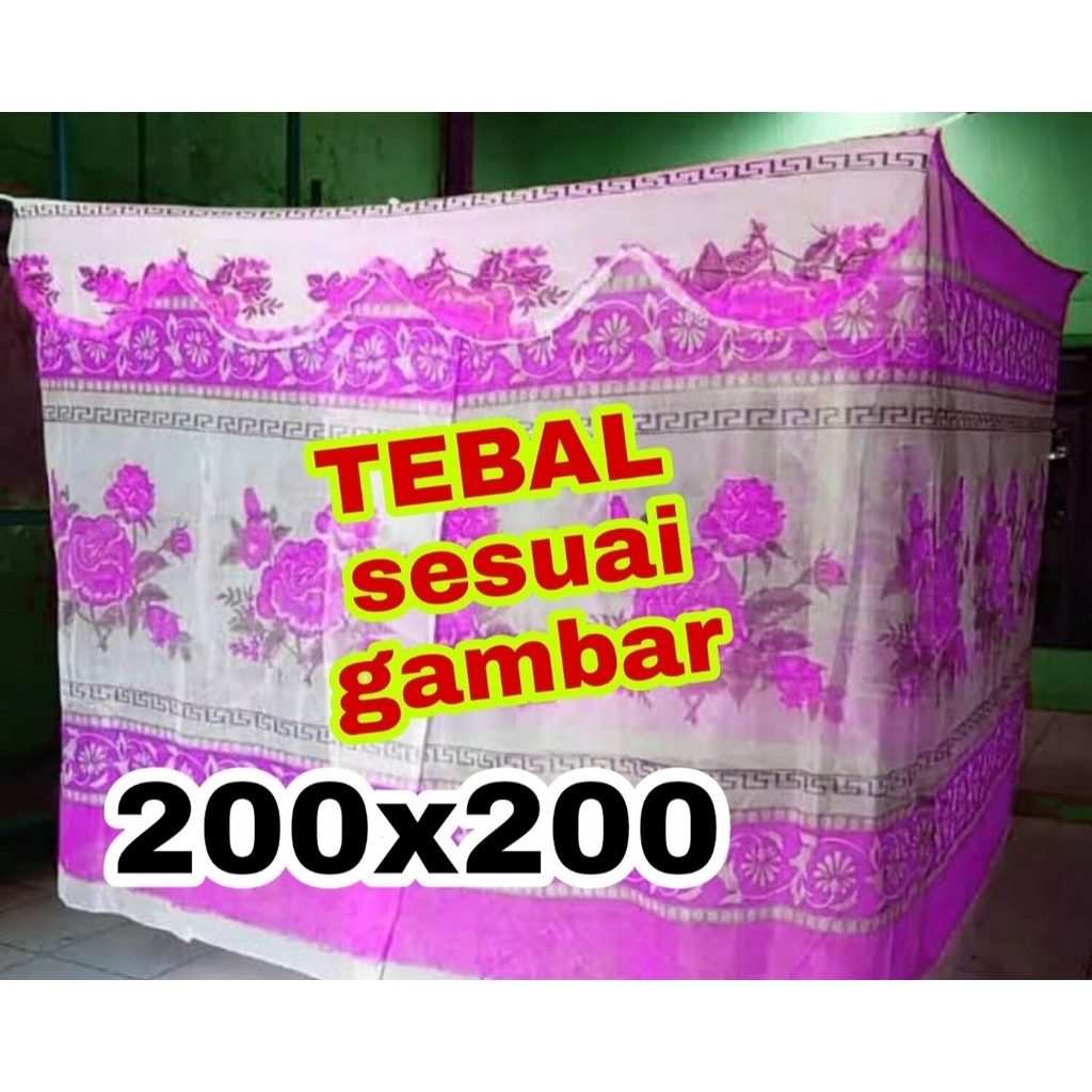 KELAMBU KOTAK GANTUNG MOTIF BUNGA UKURAN JUMBO 200x200 cm - KELAMBU ANTI NYAMUK